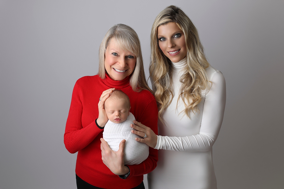 Mom and grandma with newborn son in Huntington Beach Newborn Photography
